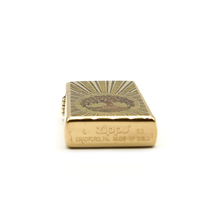 فندک زیپو 48391 مدل 254B Spiritual Design | درخت زندگی | High Polish Brass