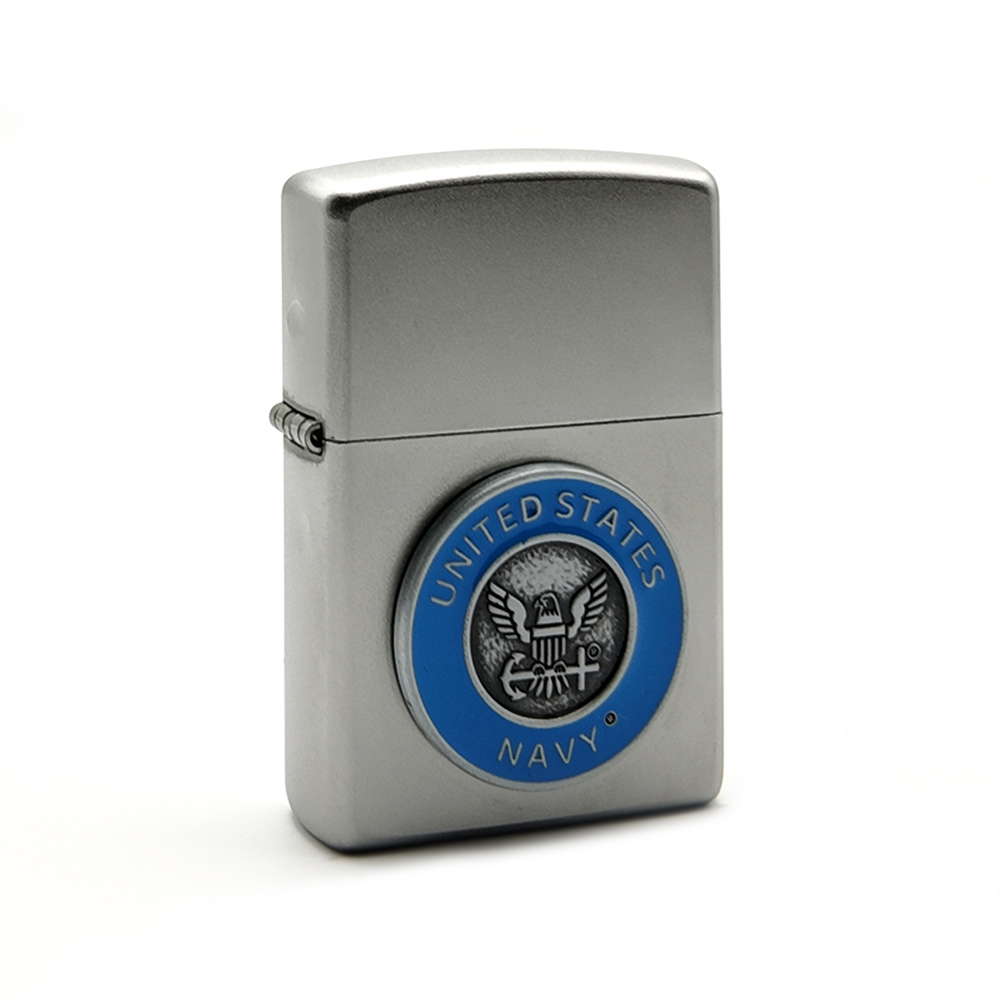 فندک زیپو 48975 طرح United States Navy | نشان نیروی دریایی آمریکا | Satin ChromE